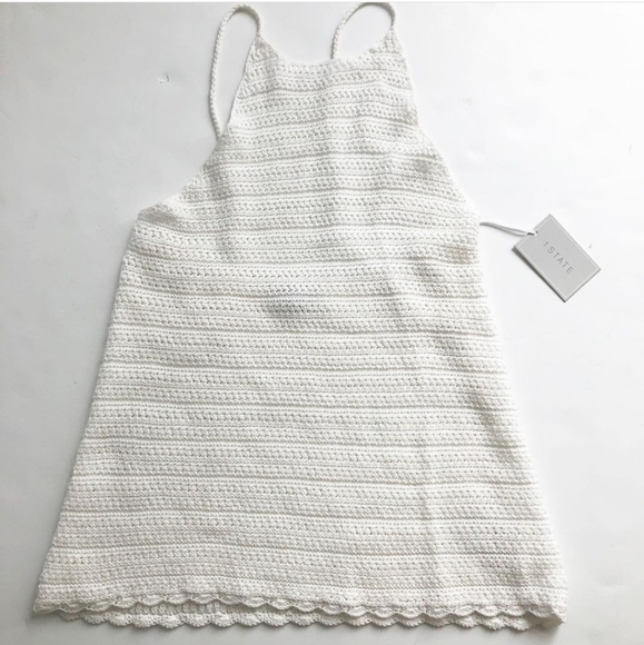 1.State white crochet halter top w - Picture 1 of 4